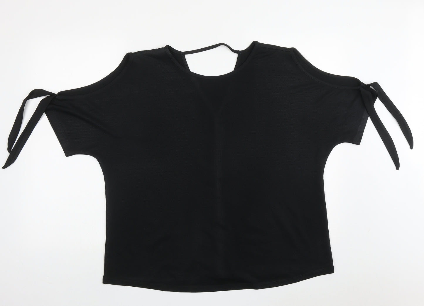F&F Womens Black  Polyester Basic Blouse Size 16 Boat Neck - cold shoudler
