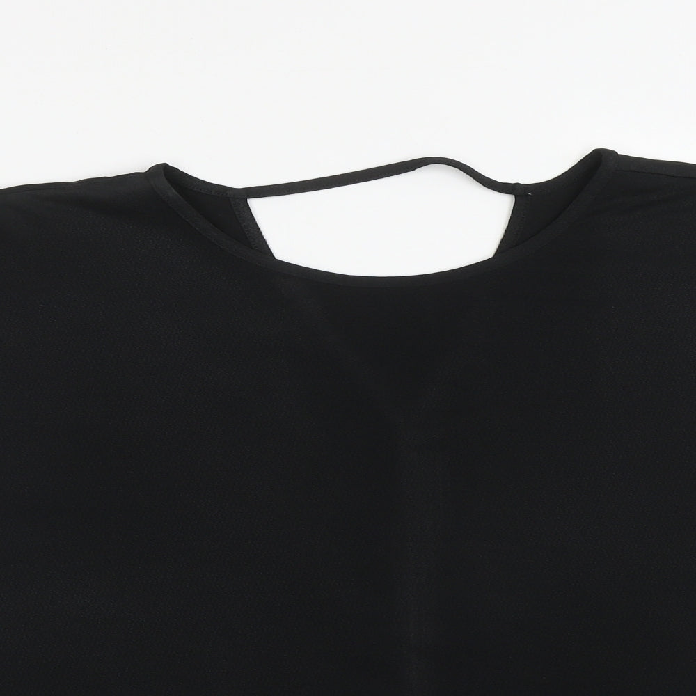 F&F Womens Black  Polyester Basic Blouse Size 16 Boat Neck - cold shoudler