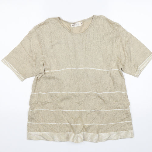 Bonmarché Womens Beige Round Neck  Acrylic Pullover Jumper Size M