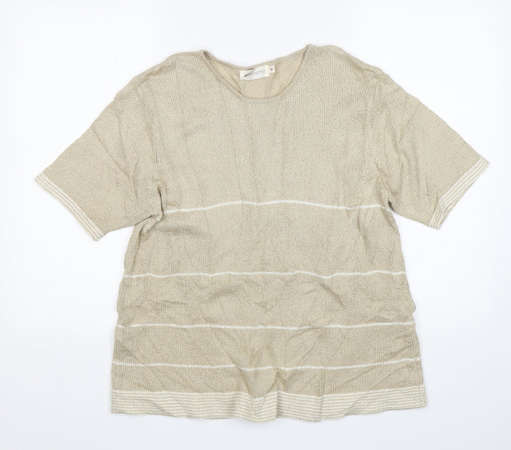 Bonmarché Womens Beige Round Neck  Acrylic Pullover Jumper Size M