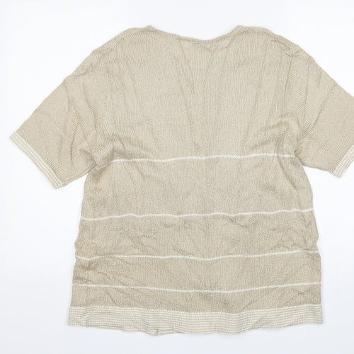 Bonmarché Womens Beige Round Neck  Acrylic Pullover Jumper Size M