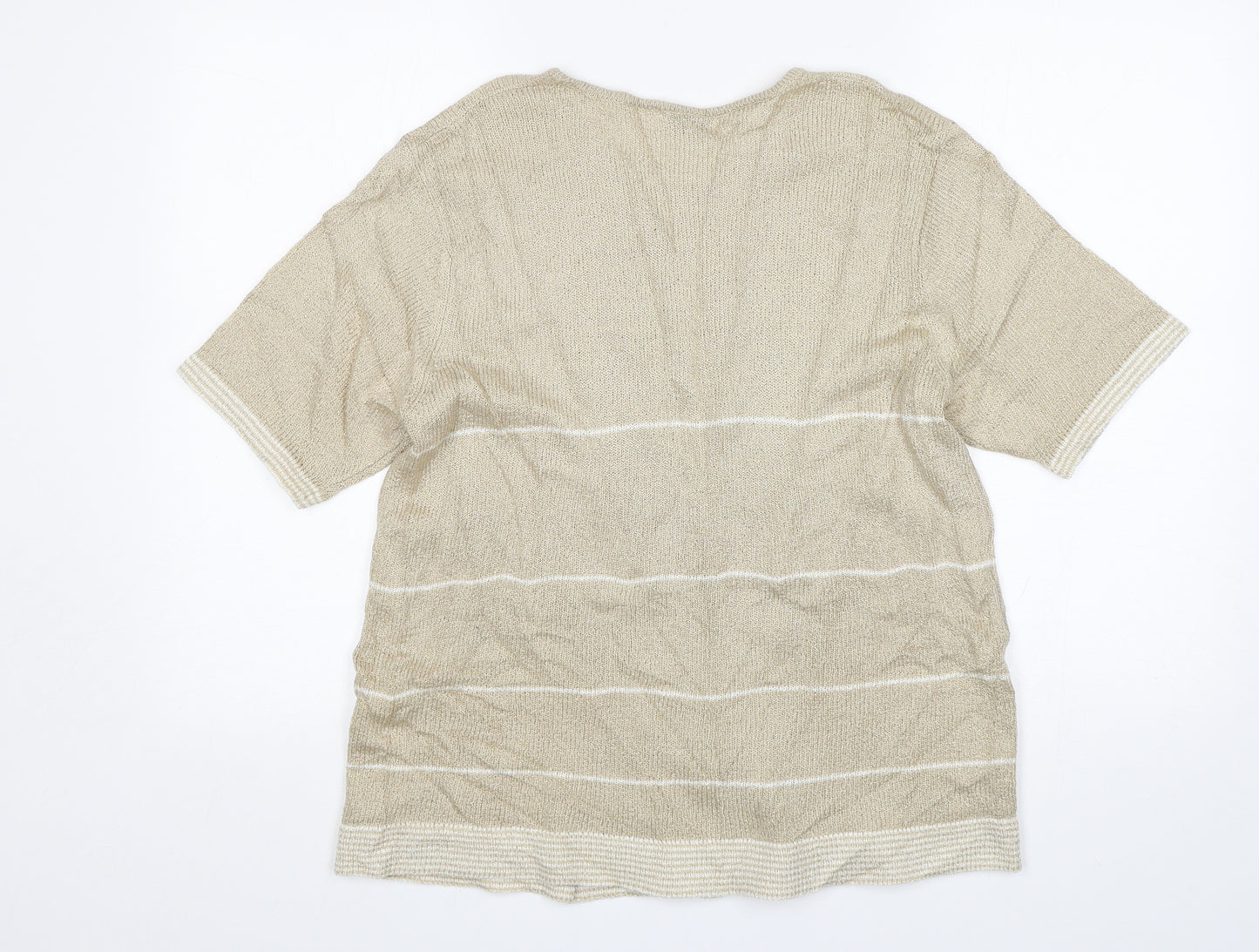 Bonmarché Womens Beige Round Neck  Acrylic Pullover Jumper Size M