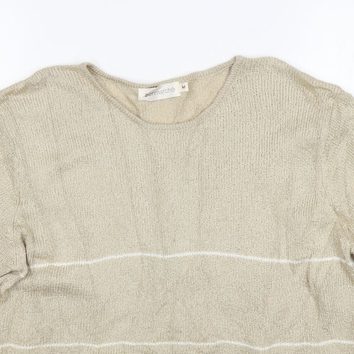 Bonmarché Womens Beige Round Neck  Acrylic Pullover Jumper Size M