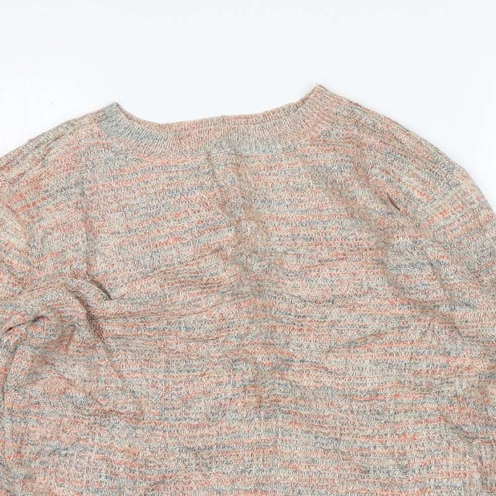 Frenchi Womens Multicoloured Round Neck Striped Cotton Pullover Jumper Size S