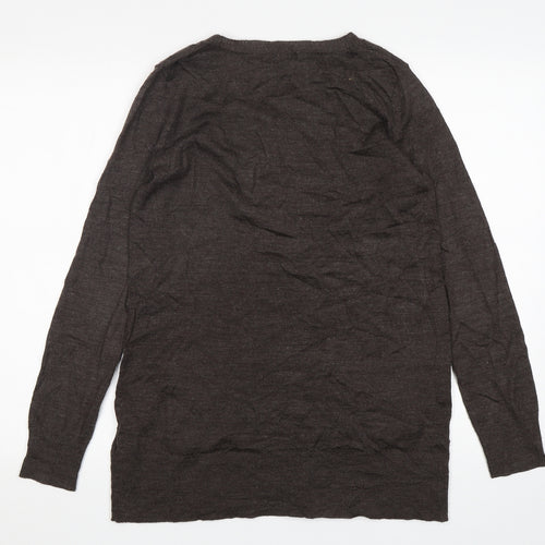 H&M Womens Brown V-Neck  Acrylic Pullover Jumper Size S