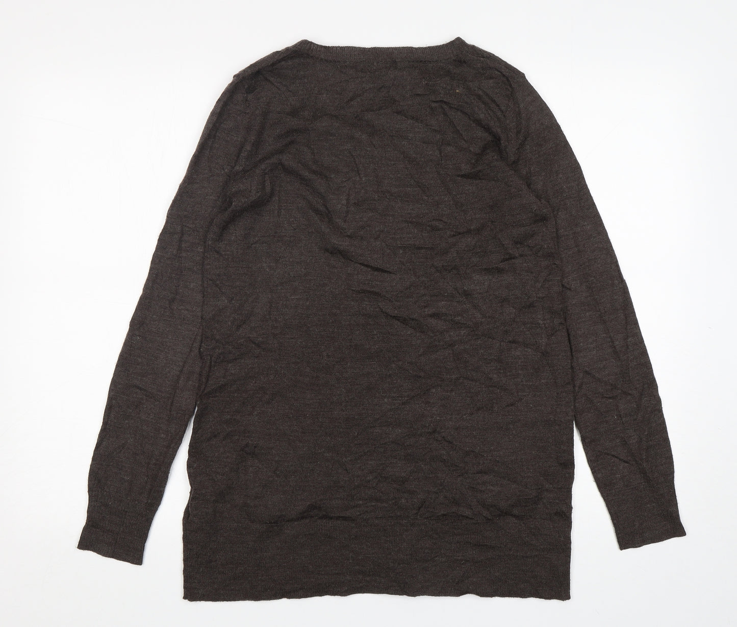 H&M Womens Brown V-Neck  Acrylic Pullover Jumper Size S
