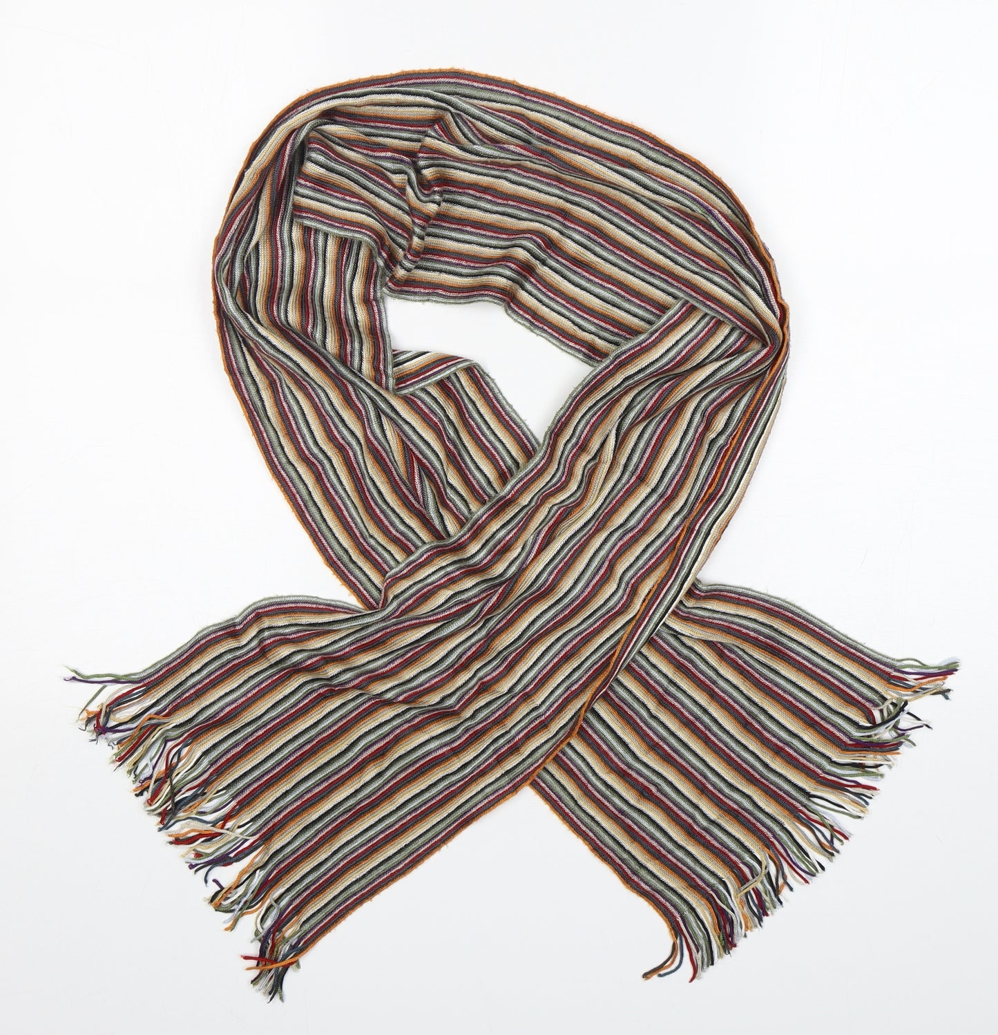 Preworn  Unisex Multicoloured Striped   Scarf