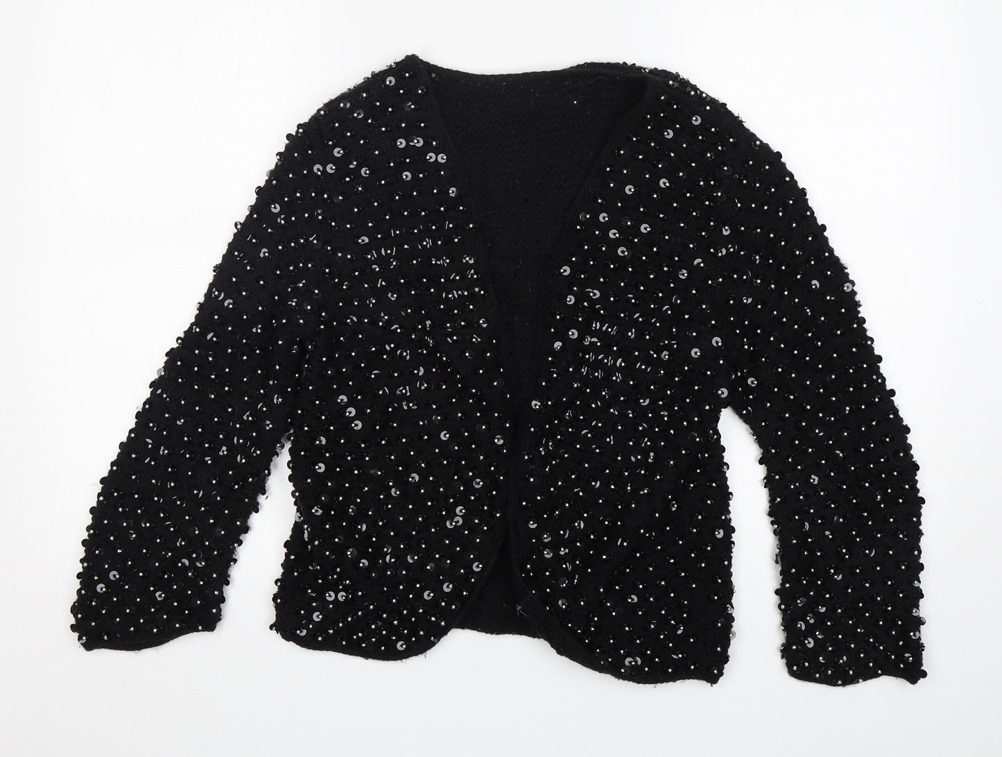 Topshop Womens Black V-Neck  Acrylic Cardigan Jumper Size M