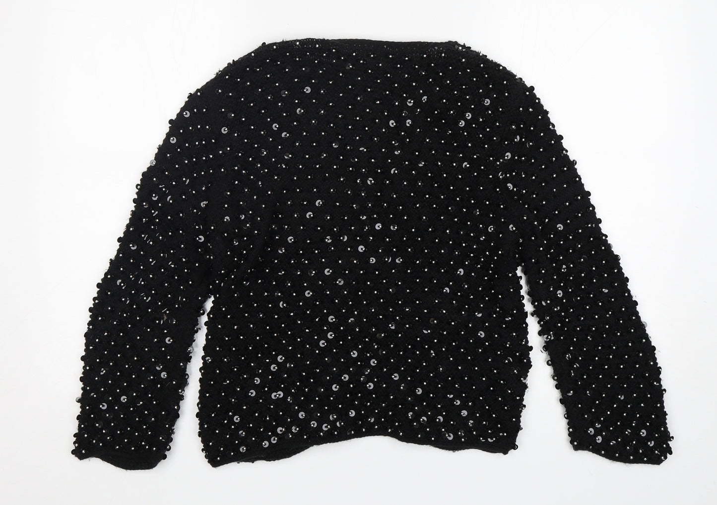 Topshop Womens Black V-Neck  Acrylic Cardigan Jumper Size M