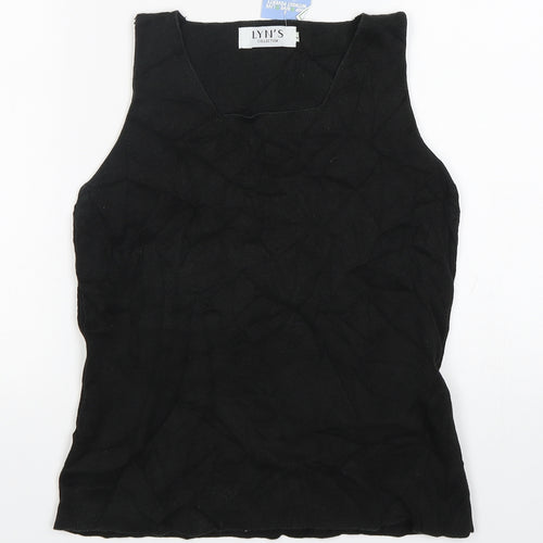 Lyn's Womens Black  Polyester Basic Tank Size L Square Neck