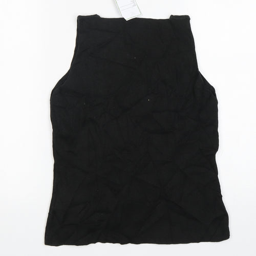 Lyn's Womens Black  Polyester Basic Tank Size L Square Neck