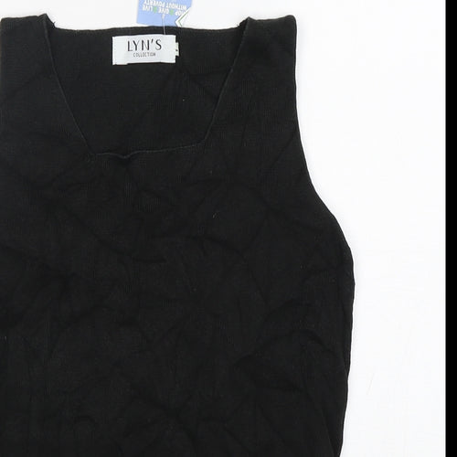 Lyn's Womens Black  Polyester Basic Tank Size L Square Neck