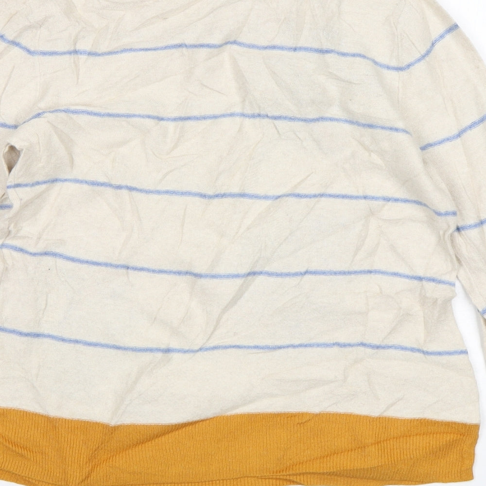 White Stuff Womens Multicoloured Round Neck Striped Viscose Pullover Jumper Size 10