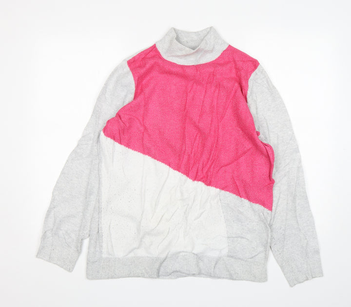 Bonmarche Womens Multicoloured Mock Neck Polyester Pullover Jumper Size 16