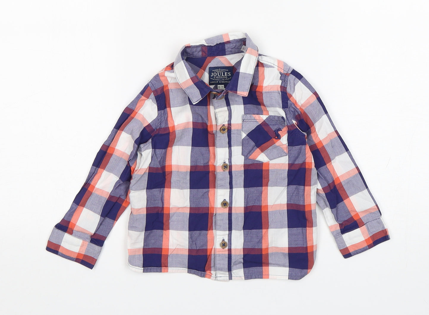 Joules Boys Multicoloured Check Cotton Basic Button-Up Size 18-24 Months Collared