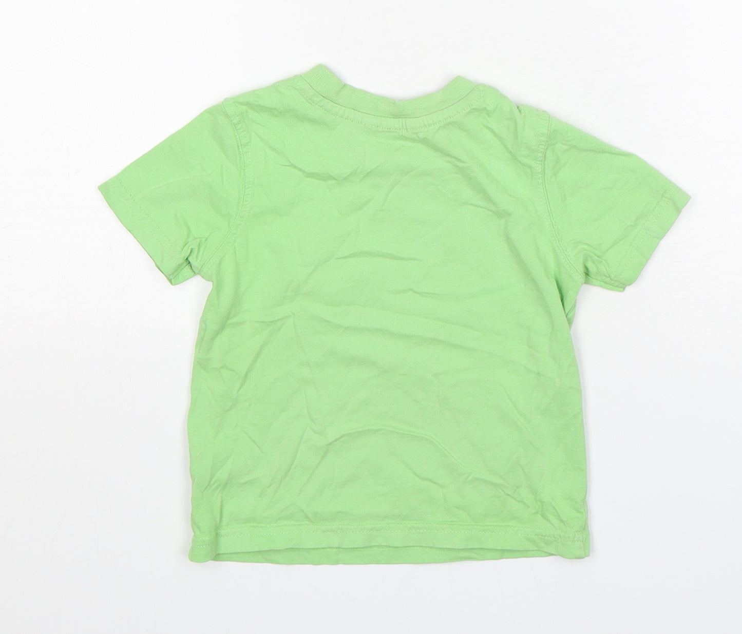 George Baby Green Animal Print Cotton Basic T-Shirt Size 18-24 Months Round Neck