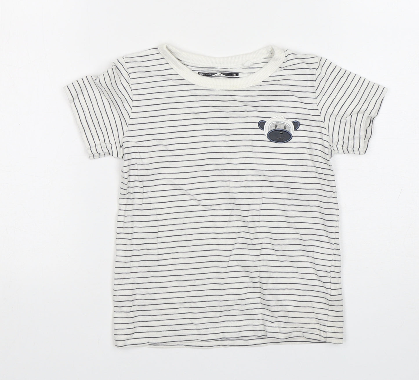 NEXT Boys Multicoloured Striped Cotton Basic T-Shirt Size 2-3 Years Round Neck