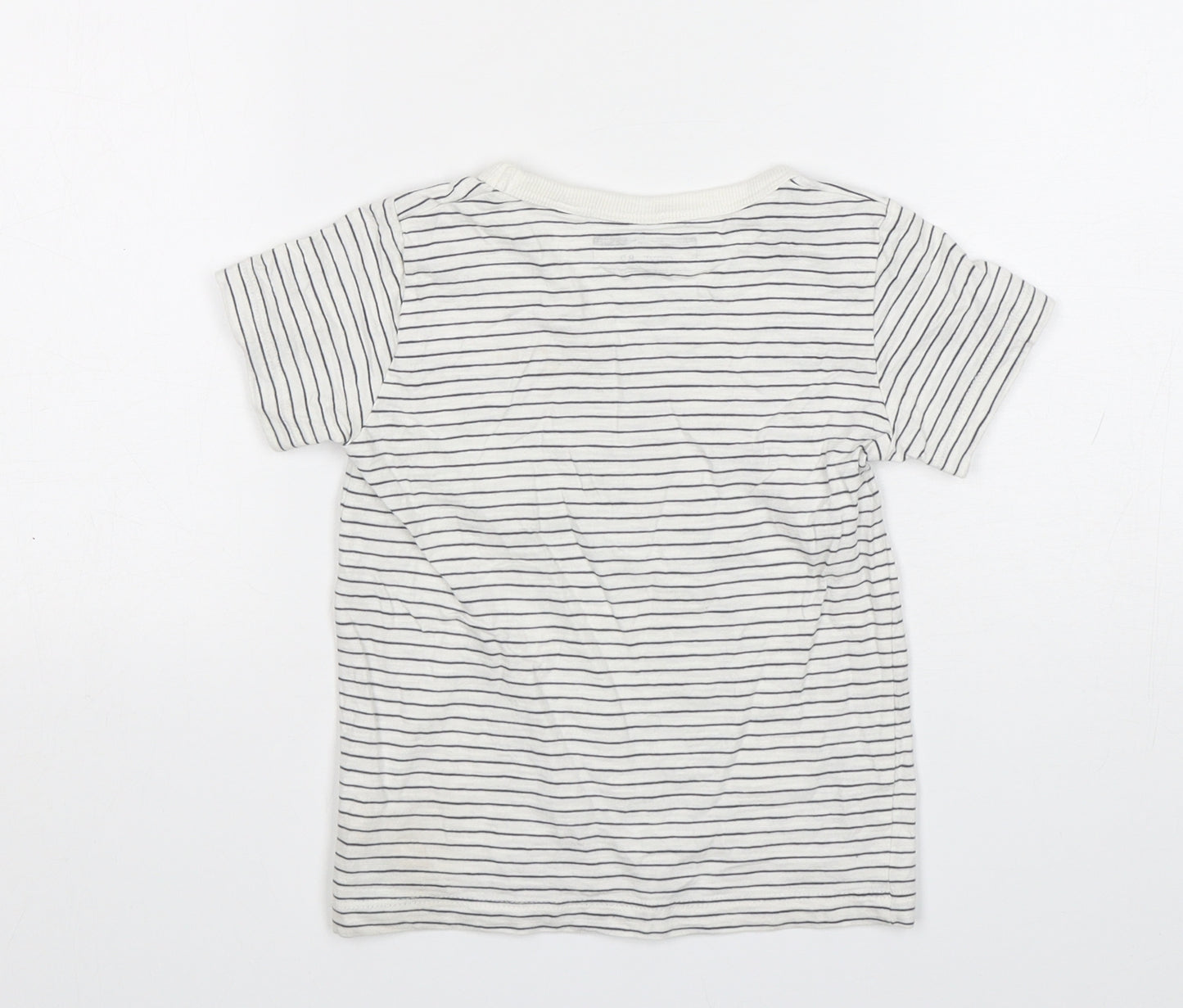 NEXT Boys Multicoloured Striped Cotton Basic T-Shirt Size 2-3 Years Round Neck