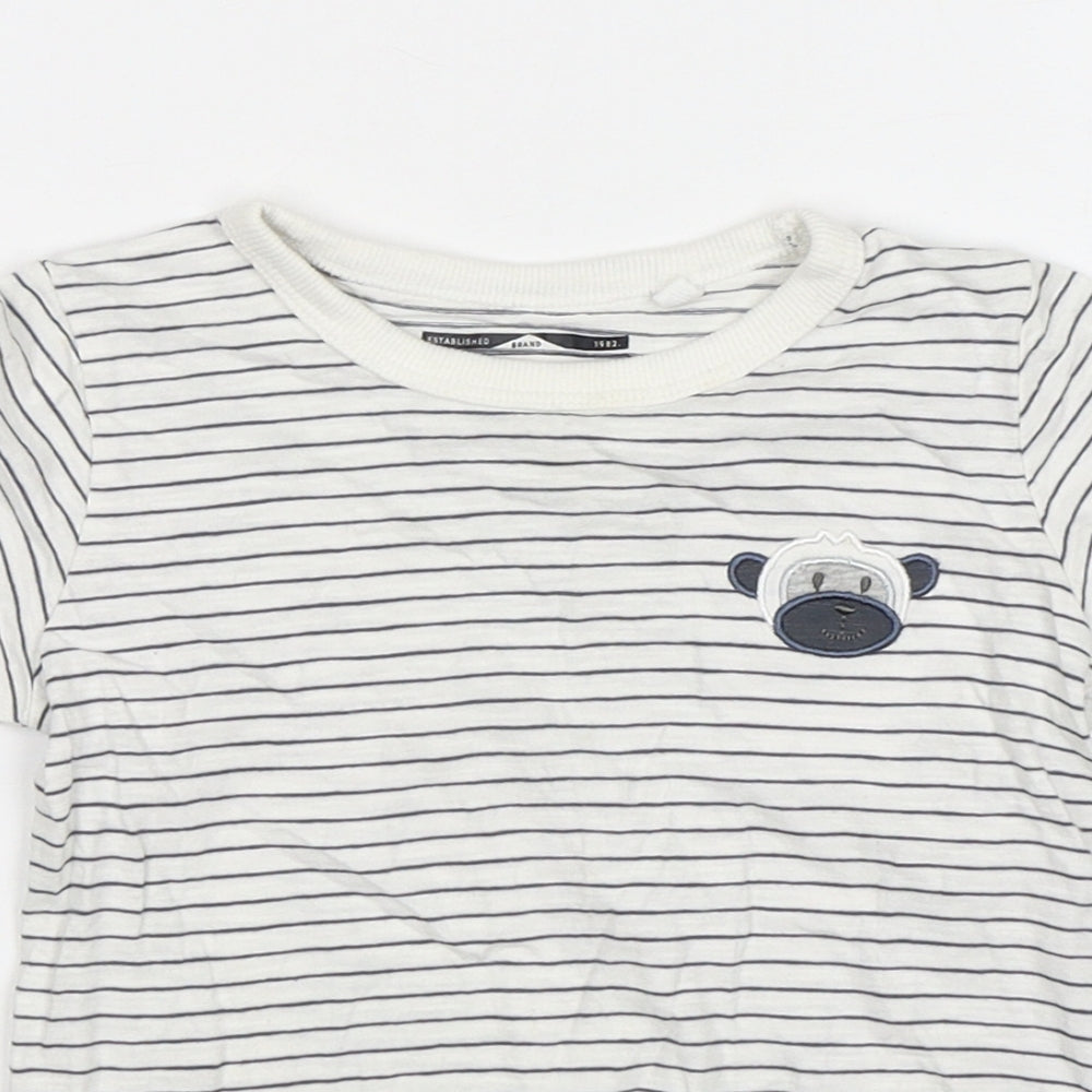 NEXT Boys Multicoloured Striped Cotton Basic T-Shirt Size 2-3 Years Round Neck