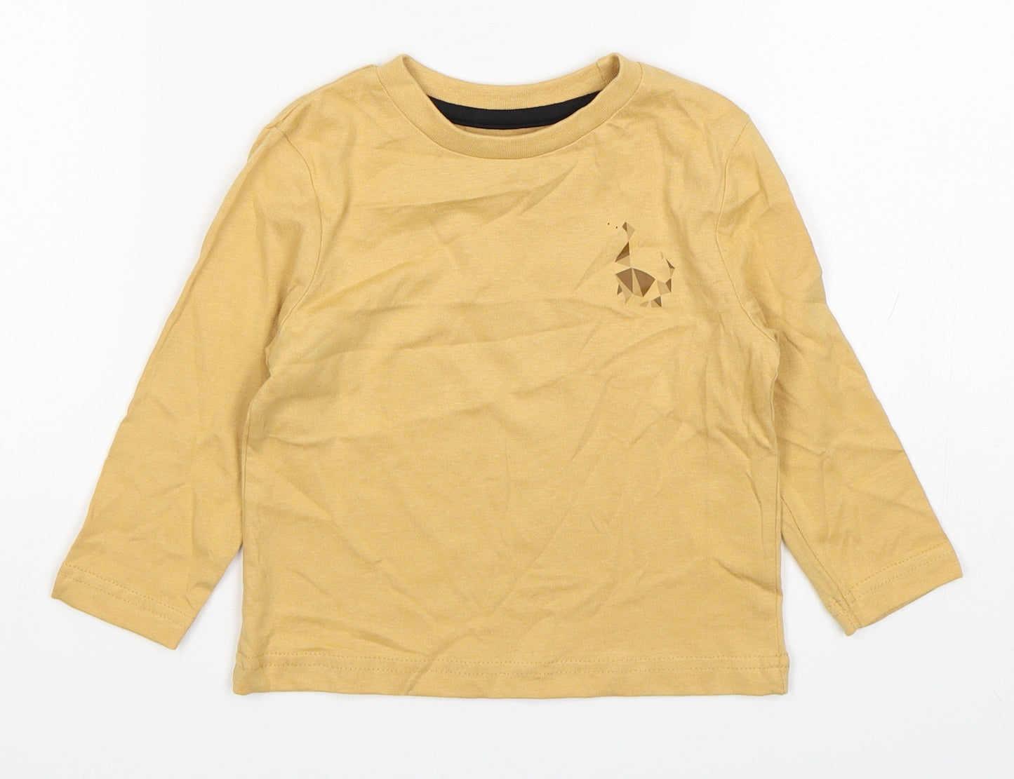 Studio Baby Beige  Cotton Basic T-Shirt Size 18-24 Months Round Neck