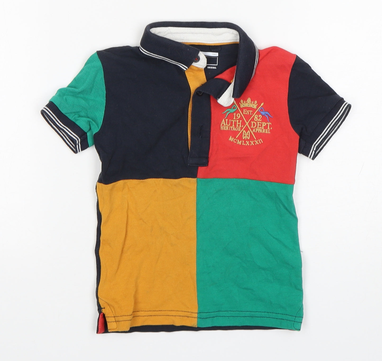 NEXT Boys Multicoloured Colourblock Cotton Basic Polo Size 12-18 Months Collared