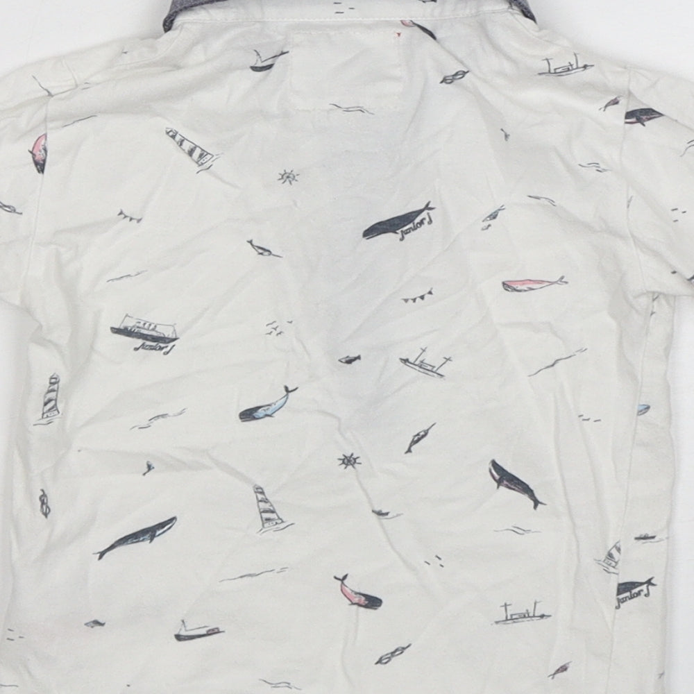 Junior J Boys White Animal Print Cotton Basic Polo Size 18-24 Months Collared