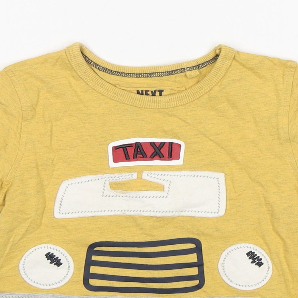 NEXT Boys Yellow  Cotton Basic T-Shirt Size 18-24 Months Round Neck
