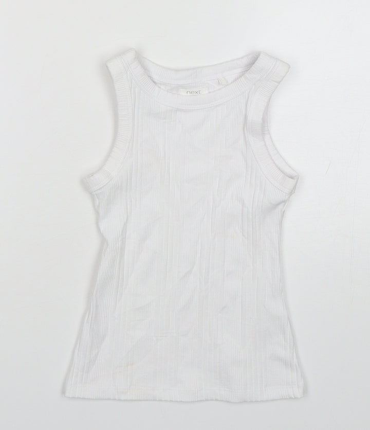 NEXT Girls White  Cotton Basic Tank Size 4 Years Round Neck