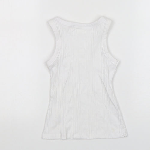 NEXT Girls White  Cotton Basic Tank Size 4 Years Round Neck