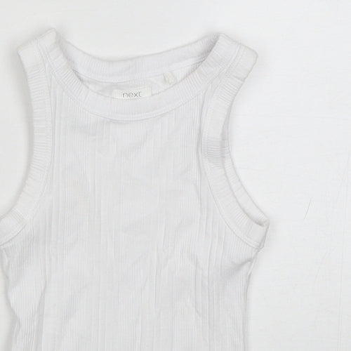 NEXT Girls White  Cotton Basic Tank Size 4 Years Round Neck