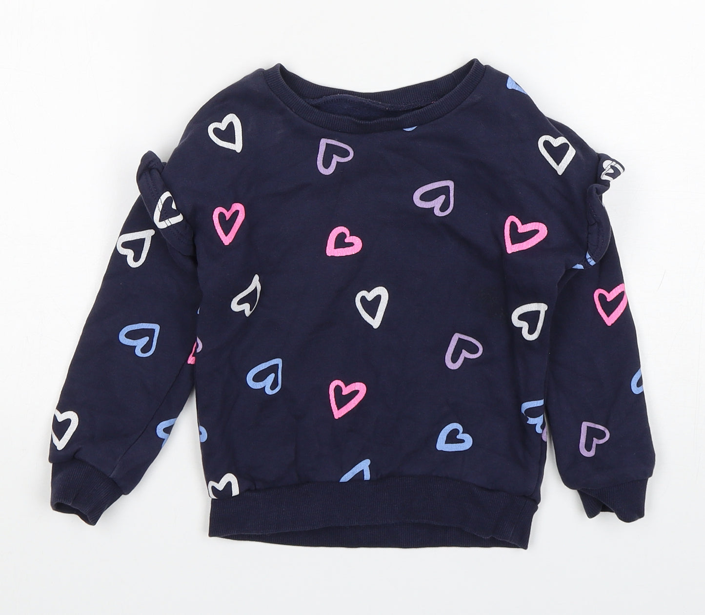 Dunnes Stores Girls Blue Spotted Cotton Pullover Sweatshirt Size 3-4 Years