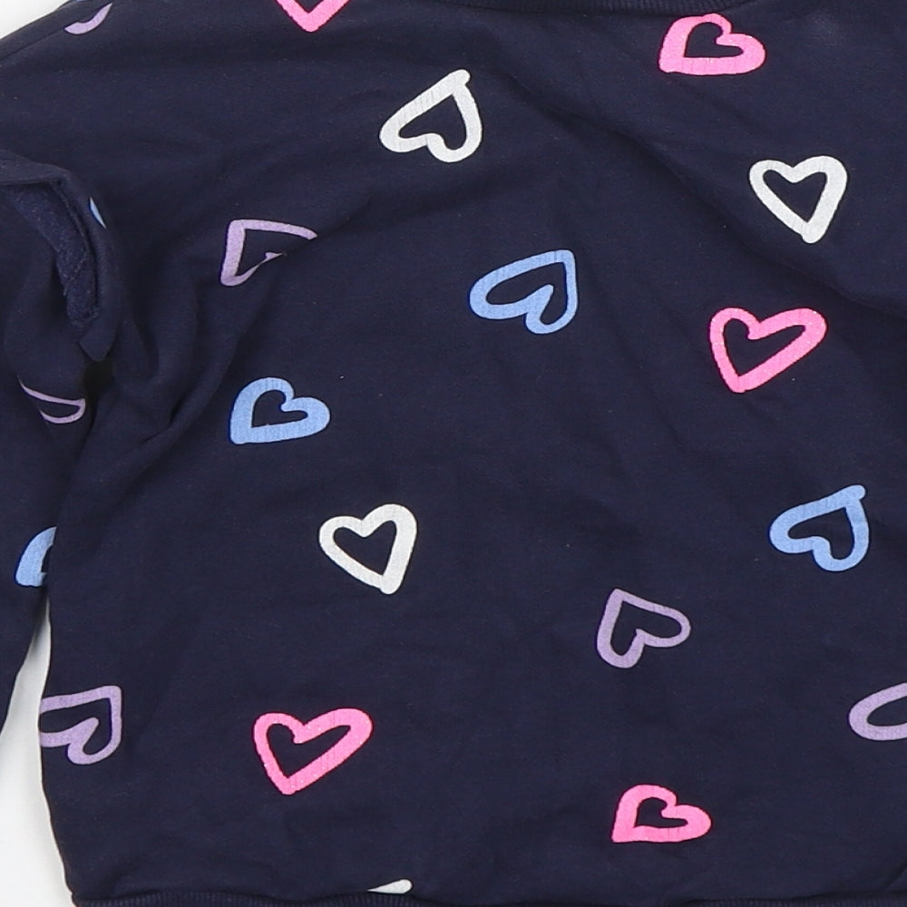 Dunnes Stores Girls Blue Spotted Cotton Pullover Sweatshirt Size 3-4 Years