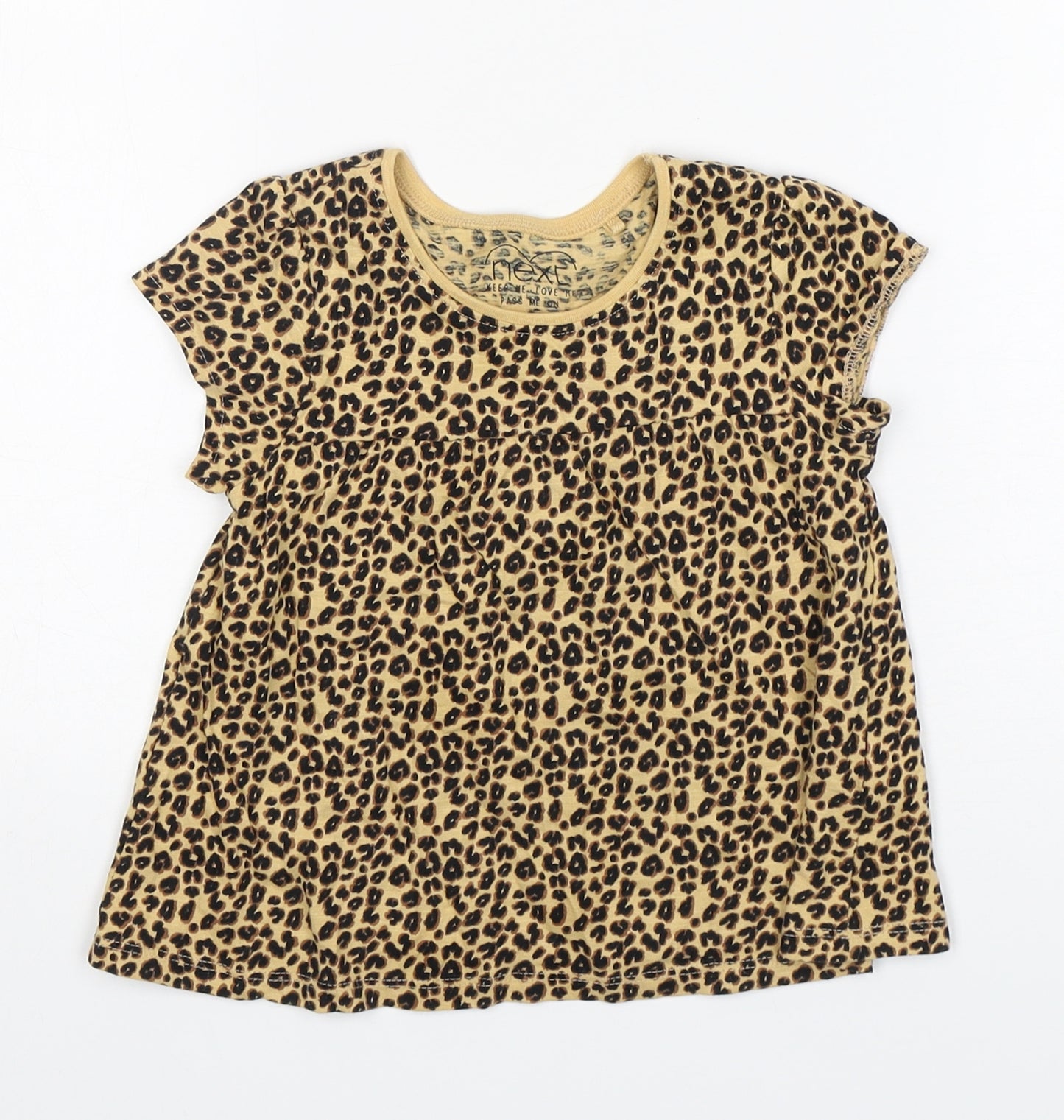 NEXT Girls Multicoloured Animal Print Cotton Basic T-Shirt Size 3-4 Years Round Neck