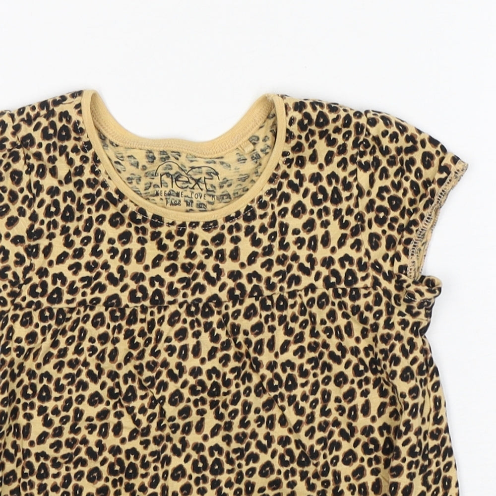 NEXT Girls Multicoloured Animal Print Cotton Basic T-Shirt Size 3-4 Years Round Neck