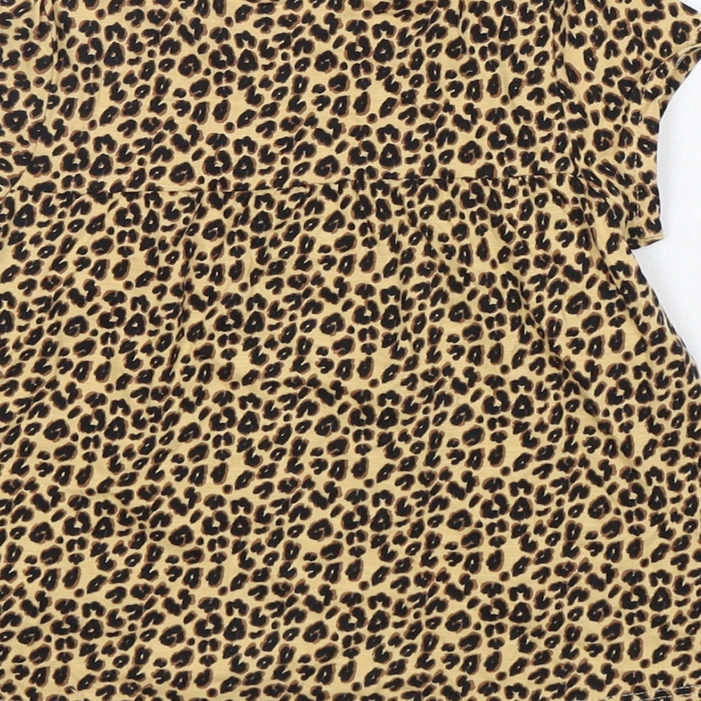 NEXT Girls Multicoloured Animal Print Cotton Basic T-Shirt Size 3-4 Years Round Neck