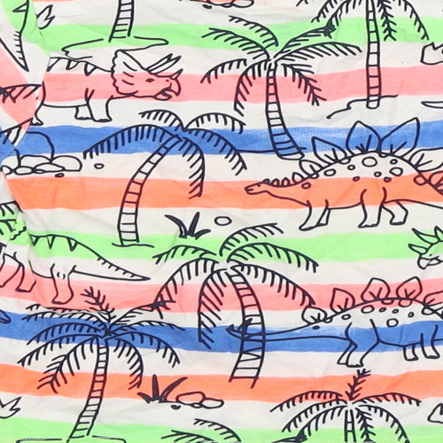 F&F Boys Multicoloured Striped Cotton Basic T-Shirt Size 12-18 Months Round Neck  - Dinosaurs