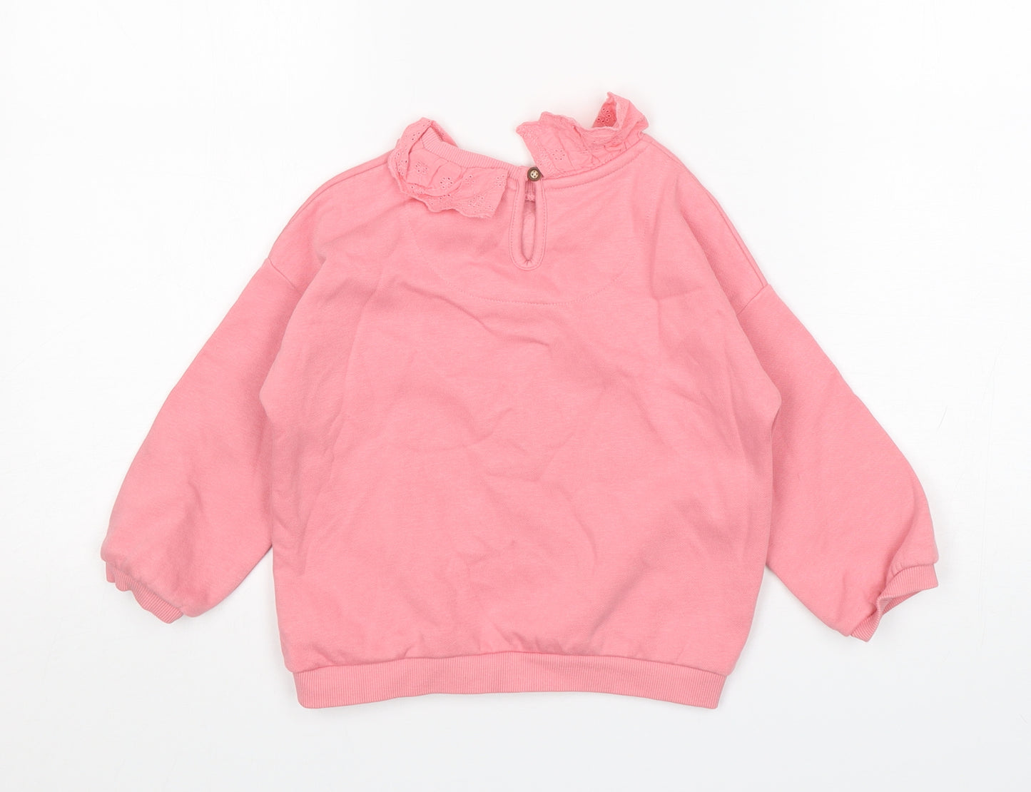 F&F Girls Pink Round Neck  Cotton Pullover Jumper Size 3-4 Years