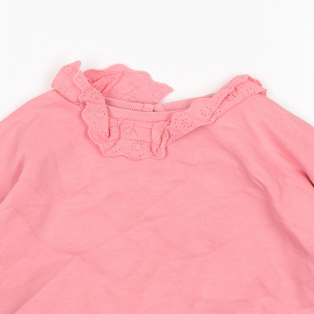F&F Girls Pink Round Neck  Cotton Pullover Jumper Size 3-4 Years