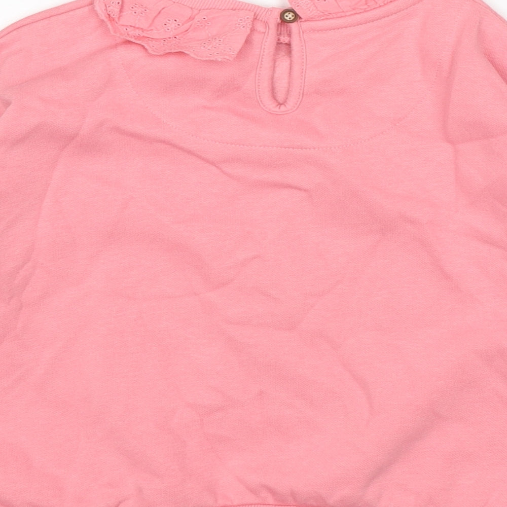 F&F Girls Pink Round Neck  Cotton Pullover Jumper Size 3-4 Years