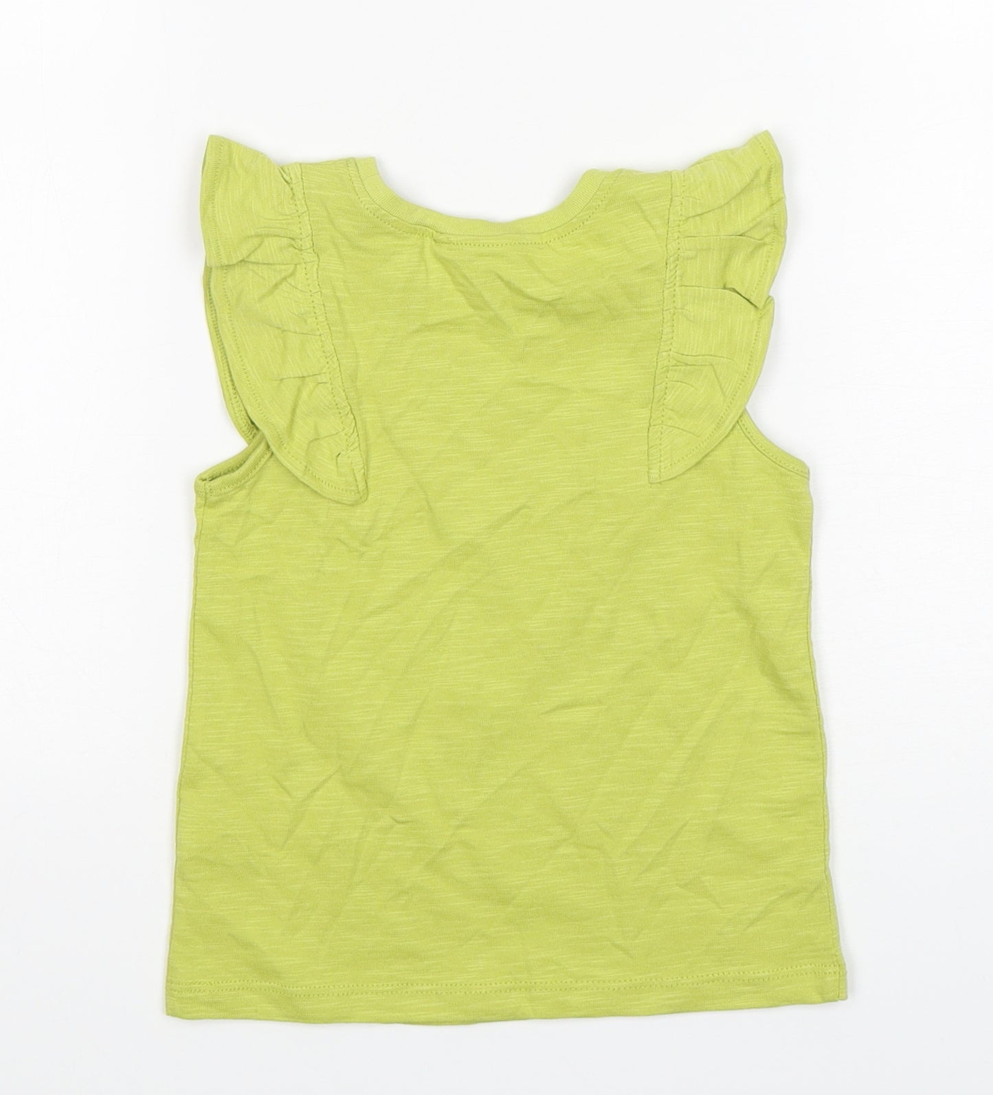 NEXT Girls Green  Cotton Basic Tank Size 3-4 Years Round Neck