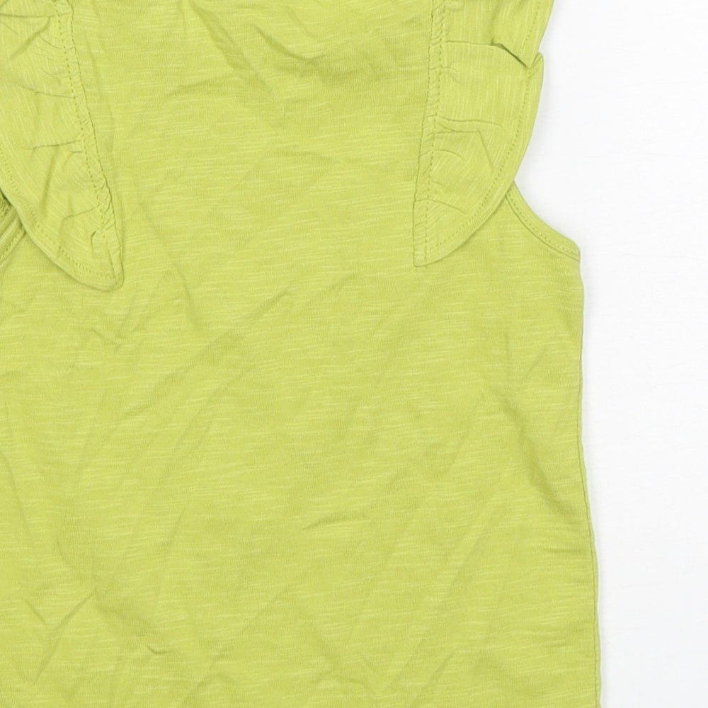 NEXT Girls Green  Cotton Basic Tank Size 3-4 Years Round Neck