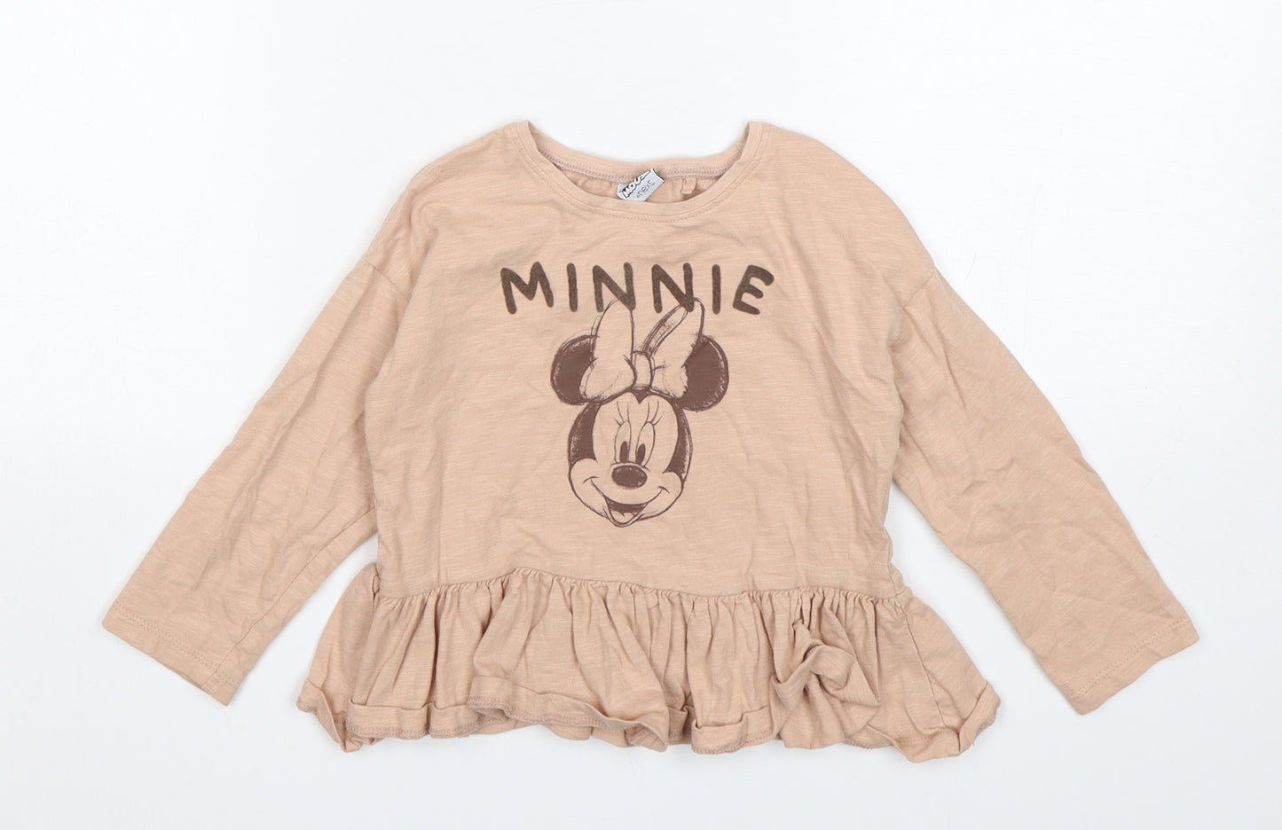 NEXT Girls Pink Round Neck  Cotton Pullover Jumper Size 3-4 Years   - Minnie Mouse