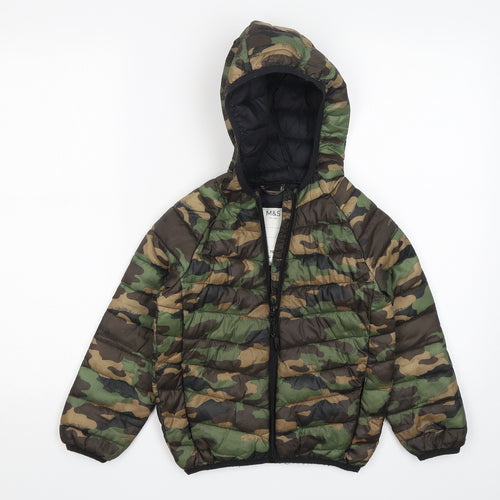 M&S Boys Multicoloured Camouflage  Puffer Jacket Jacket Size 4-5 Years