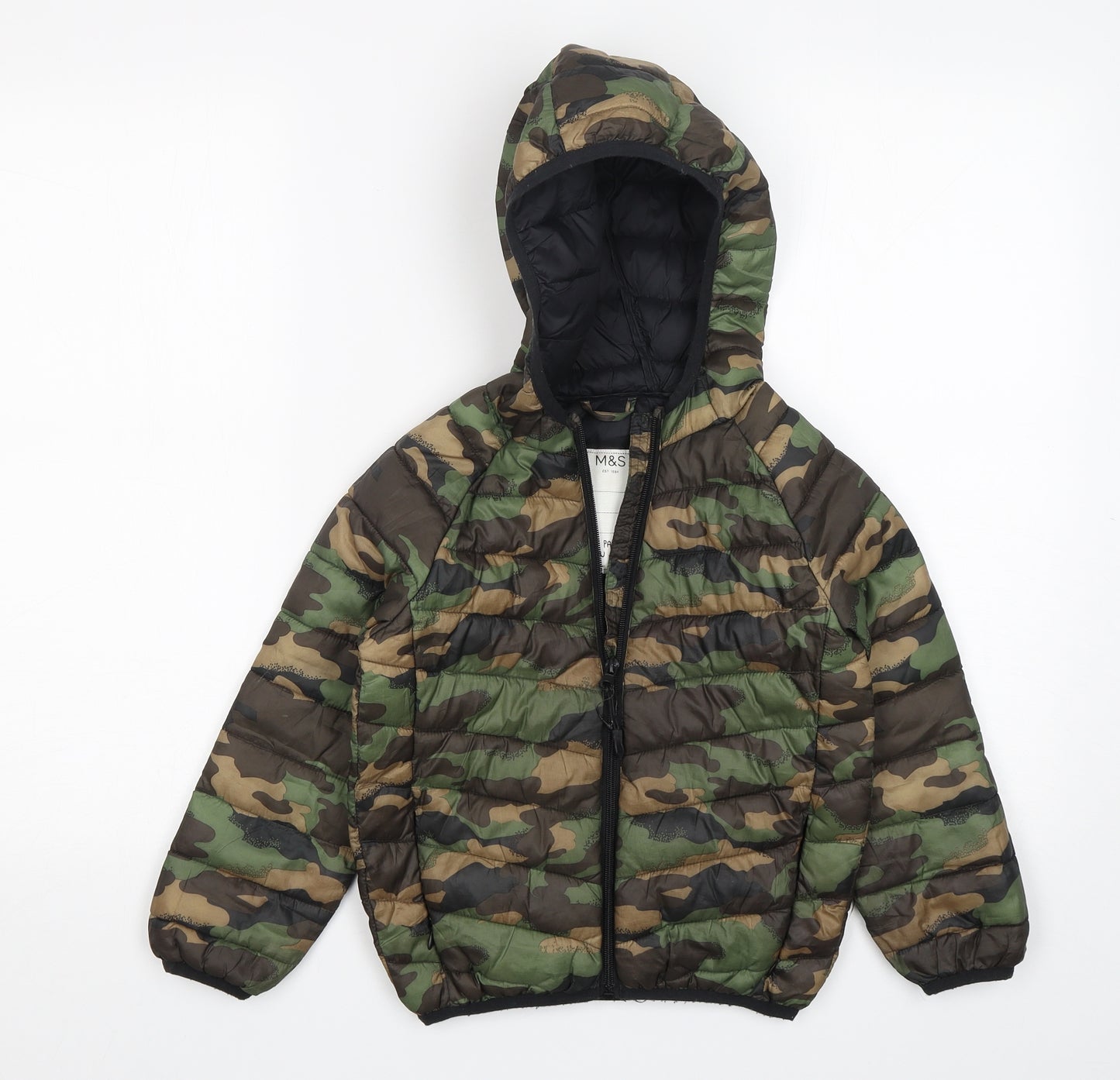 M&S Boys Multicoloured Camouflage  Puffer Jacket Jacket Size 4-5 Years
