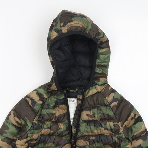 M&S Boys Multicoloured Camouflage  Puffer Jacket Jacket Size 4-5 Years