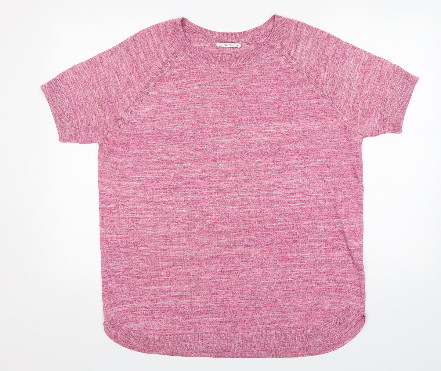 TU Womens Pink Round Neck  Polyester Pullover Jumper Size 18