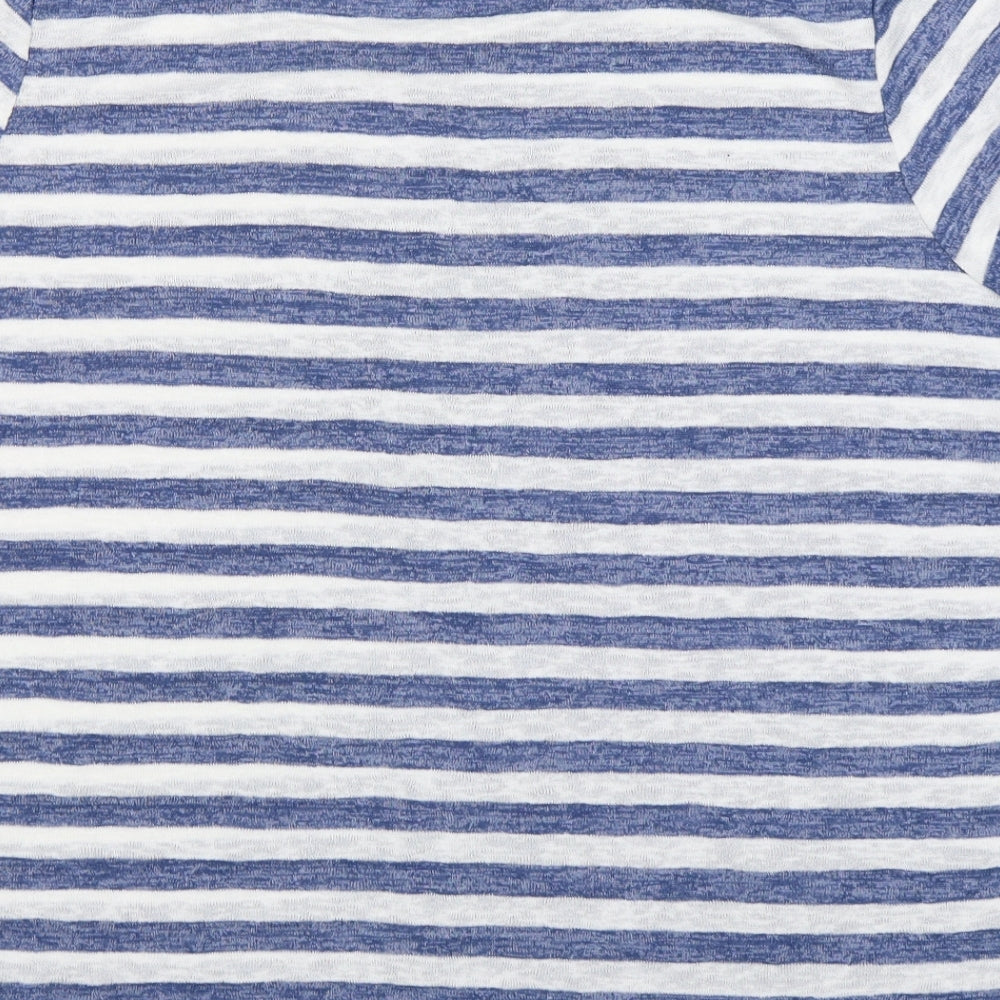 Papaya Womens Blue Striped Viscose Basic T-Shirt Size 20 Round Neck