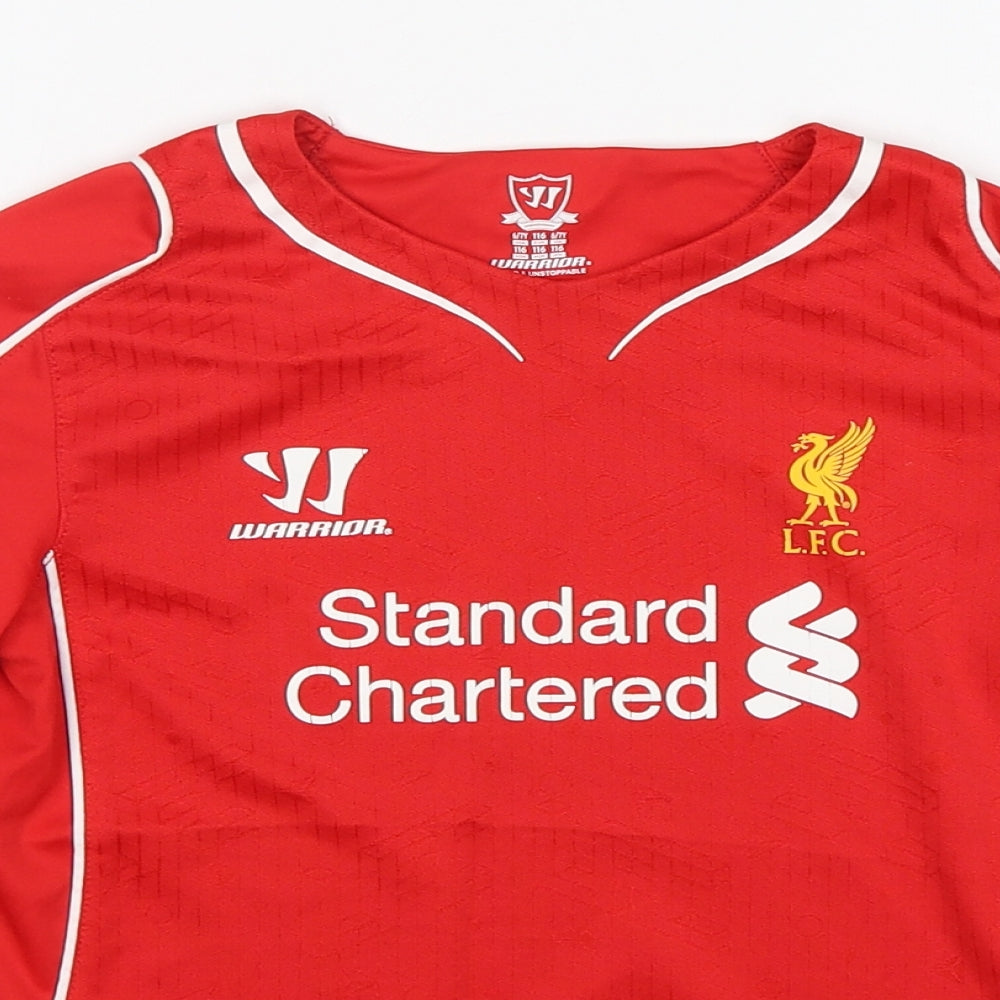Warrior  Boys Red  Polyester Basic T-Shirt Size 6-7 Years Round Neck  - Liverpool FC