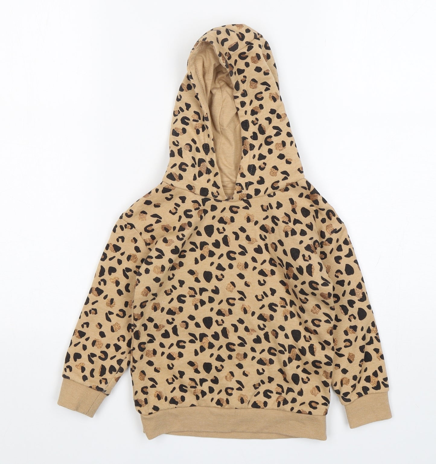 Dunnes Stores Girls Multicoloured Animal Print Cotton Pullover Hoodie Size 3-4 Years