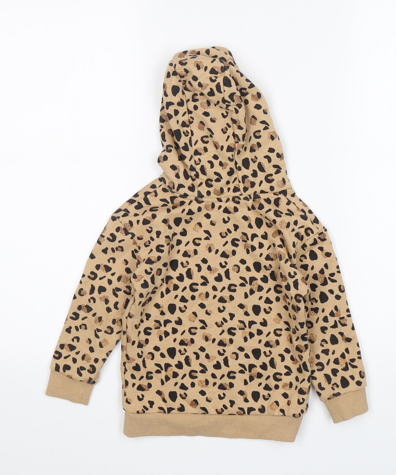 Dunnes Stores Girls Multicoloured Animal Print Cotton Pullover Hoodie Size 3-4 Years